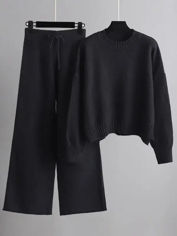Relaxed High Low Sweater And Pants Set