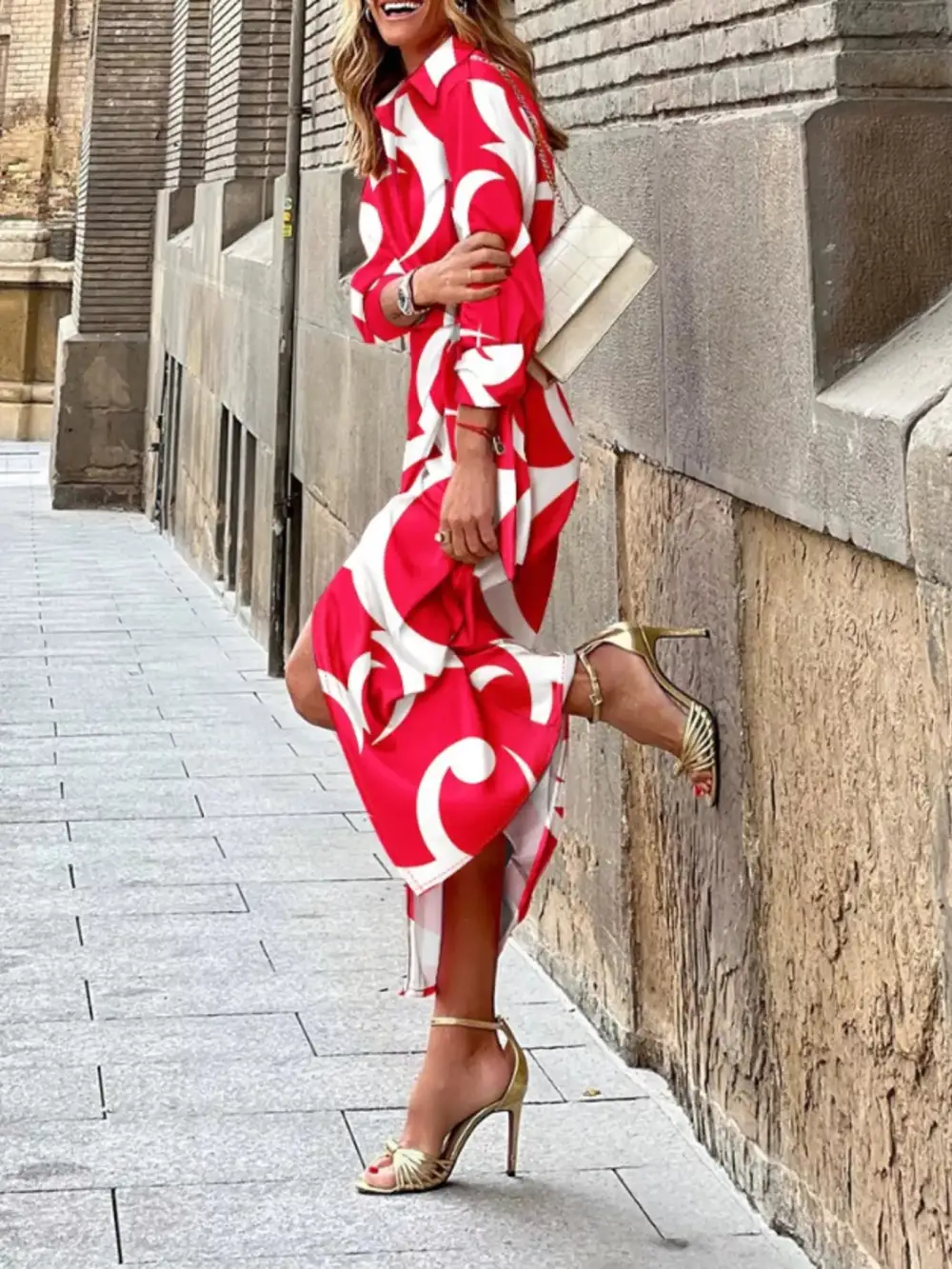 Collared Printed Shirt Dress