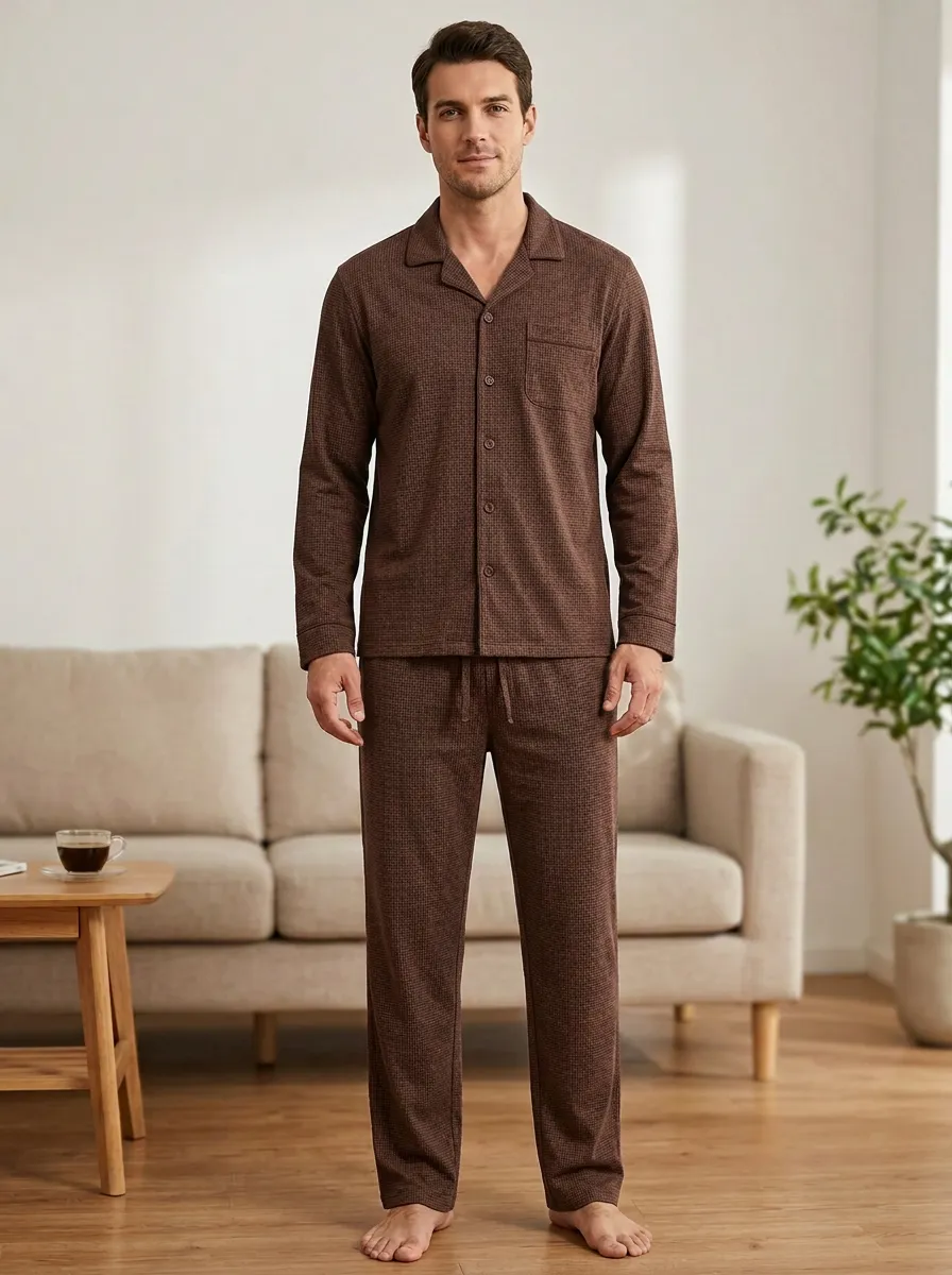 Refined Pattern Classic Men's Pajama Set
