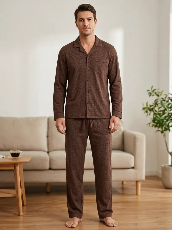 Refined Pattern Classic Men's Pajama Set