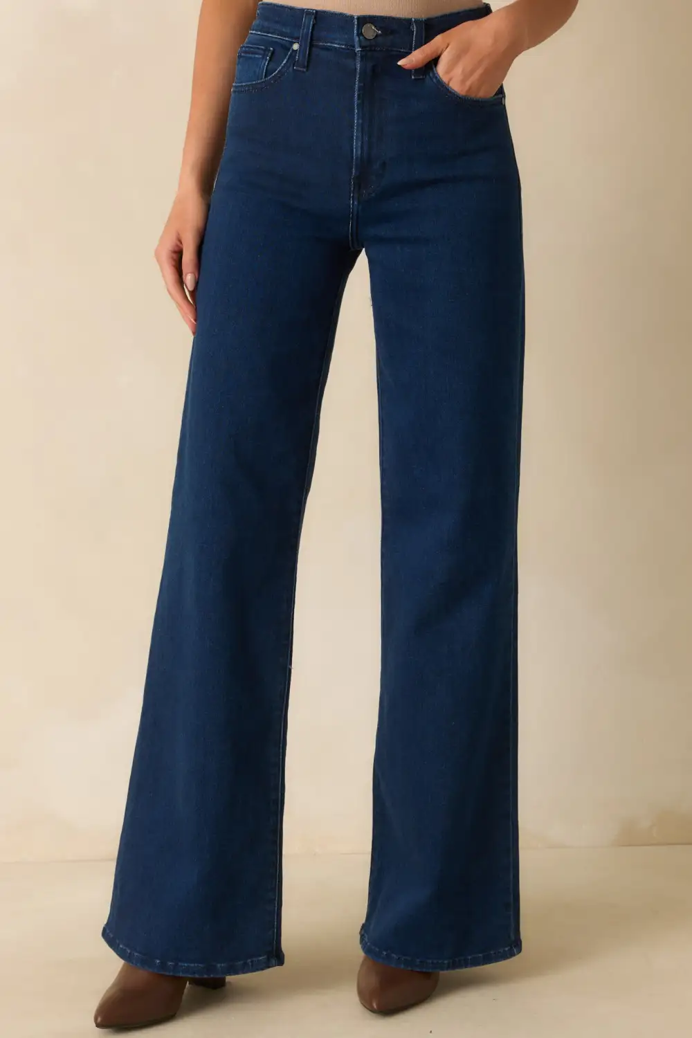 Dark Wash Cotton Wide Leg Jeans