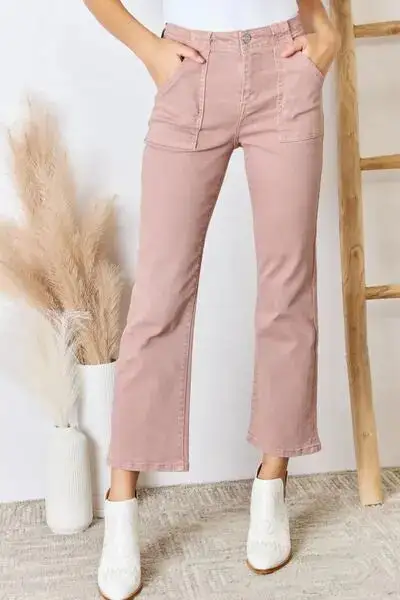 Ruffled Polished Denim Jeans