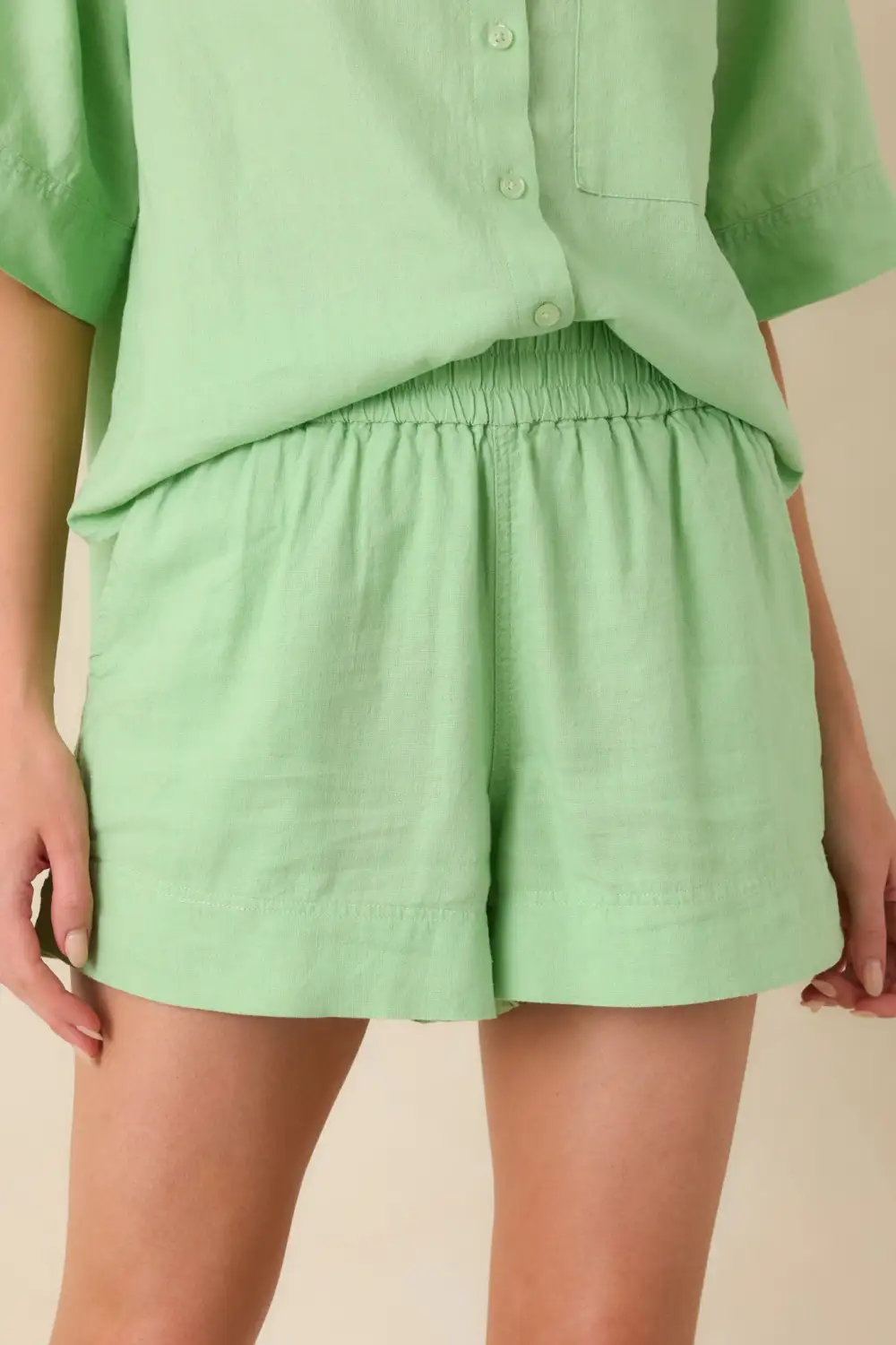 Light Linen Blend Relaxed Fit Shorts