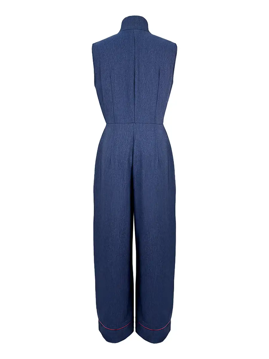 Jumpsuits Met Hoge Taille Mouwloze Zakken Ritssluiting En