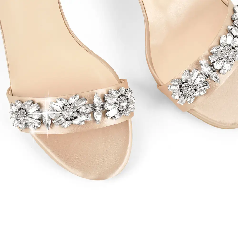 Rhinestone Embellished Ankle Strap Sandals