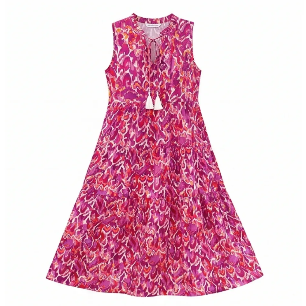 Tiered Floral Boho Midi Dress