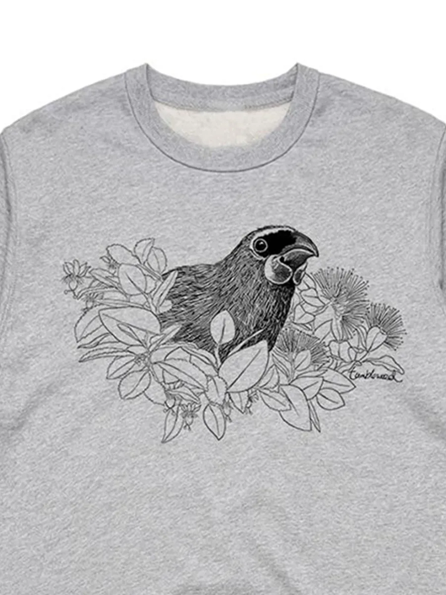 Simple bird and plant pattern versatile casual sports shirt
