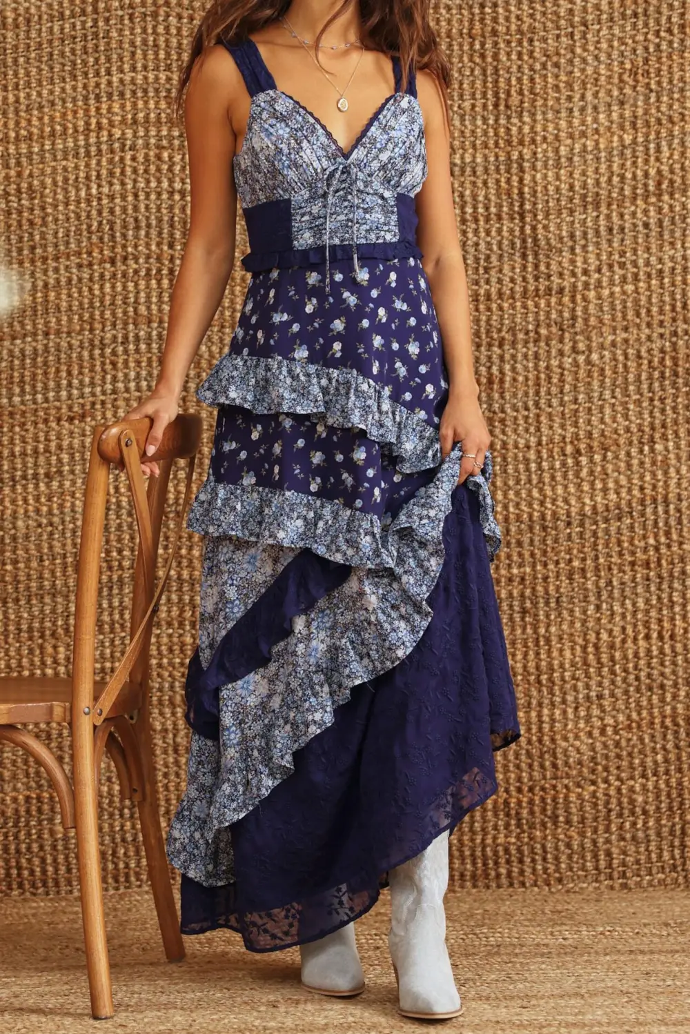Patchwork Floral Maxi Tank Dress