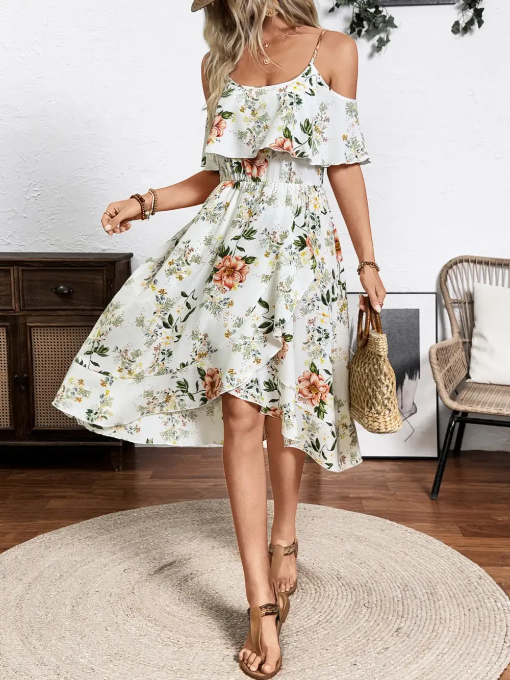 Wearable Cut Floral Printed Dress