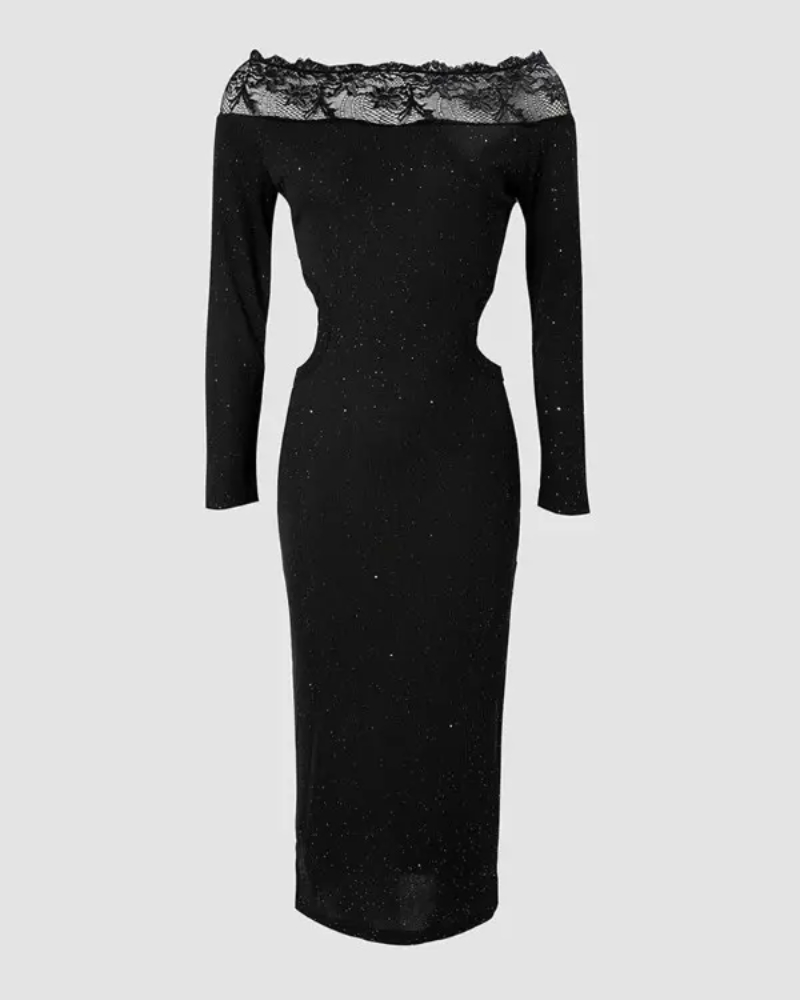 Lace Off Shoulder Cutout Bodycon Dress