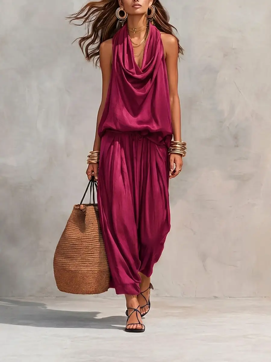 Relaxed High Waist Blouse And Pants Set
