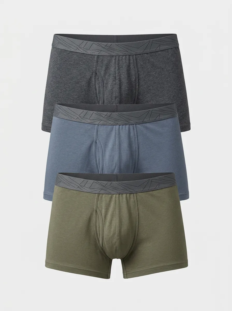 Geometric-Waistband Cotton Men's Three-Pack Boxer Briefs