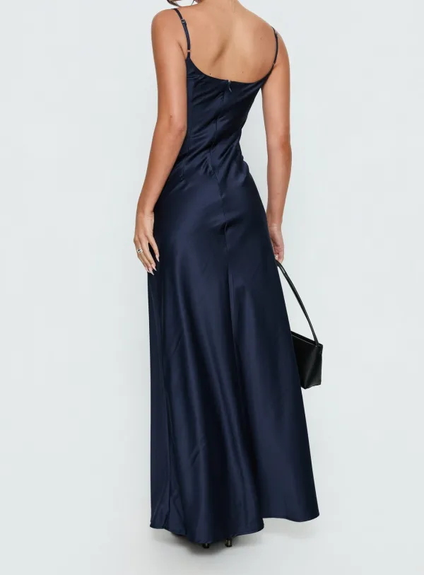 Bias Silhouette Satin Look Maxi Dress