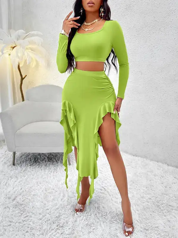 Round Neck Long Sleeve Coordinated Set