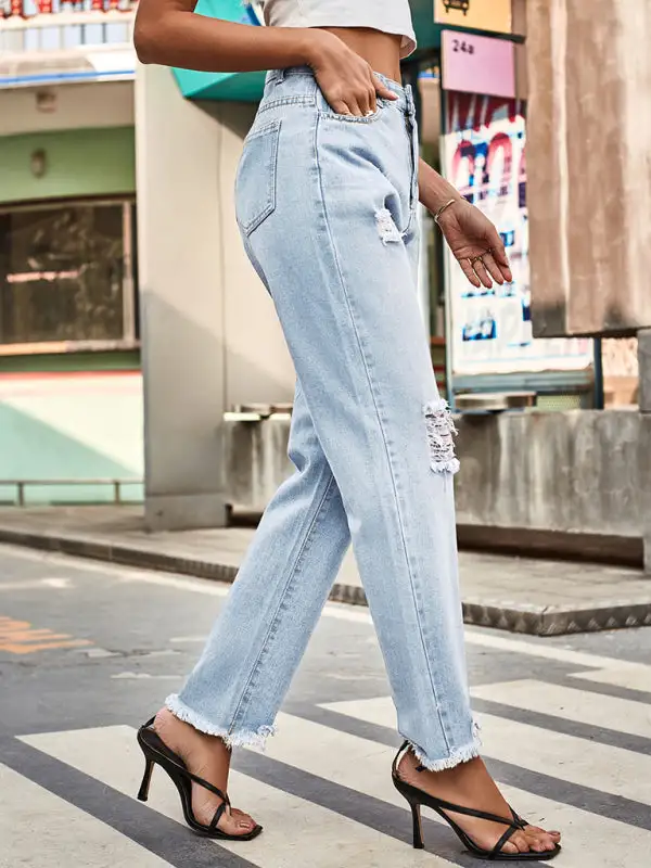 Denim Ripped Trousers Pants