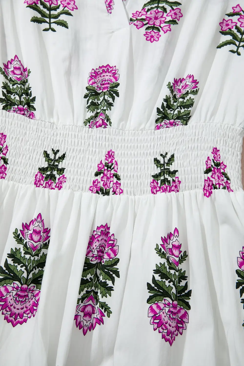 Polished Detail Floral Printed Split Neck Maxi Dress