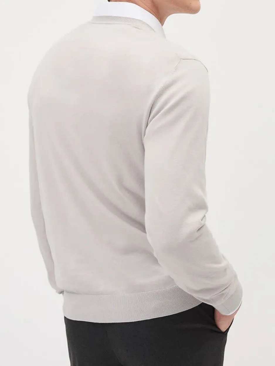 Coconut Cream Long-Sleeve V-Neck Sweater