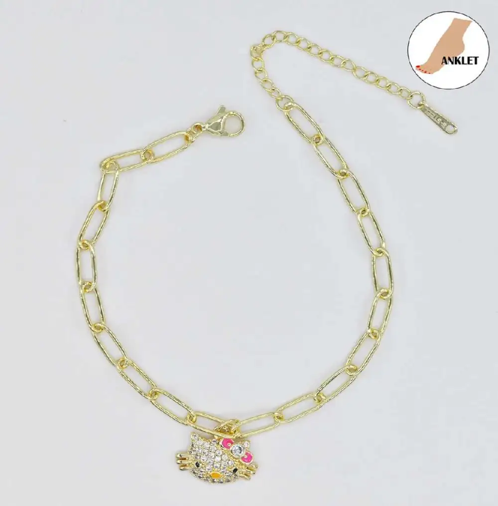 Delicate Cat Charm Anklet