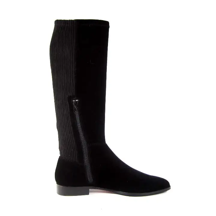 Velvet Stretch Back Knee High Boots