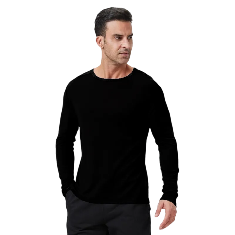 Men's Merino Wool Quick-Drying Hiking Warm Long-Sleeved Underwear Sports ski Base Layer top