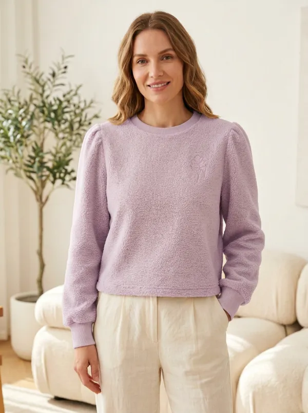 Easy-Wear Minimalist Floral Fit Women's Fleece Crewneck Sweatshirt