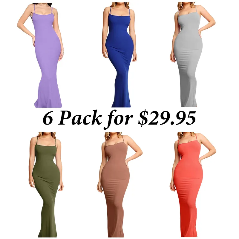 6PACK-Modal Built-In Shapewear Dresses