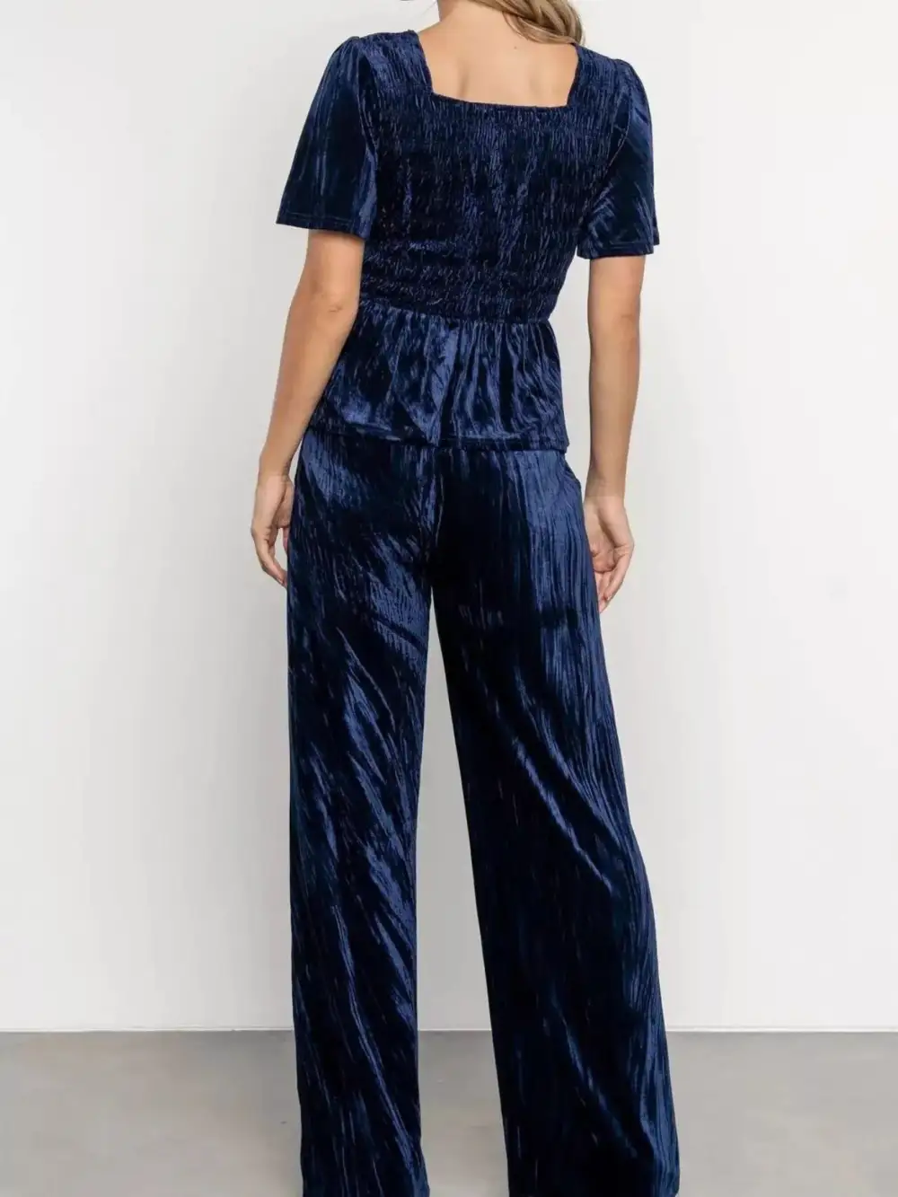 Velvet Top and Wide Leg Pants Set