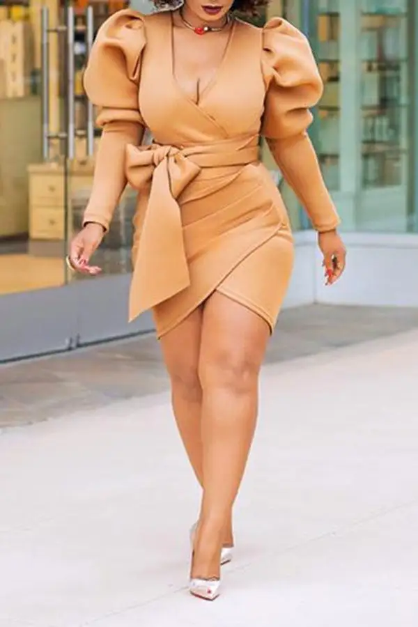 Modern V Neck Strappy Mini Dresses