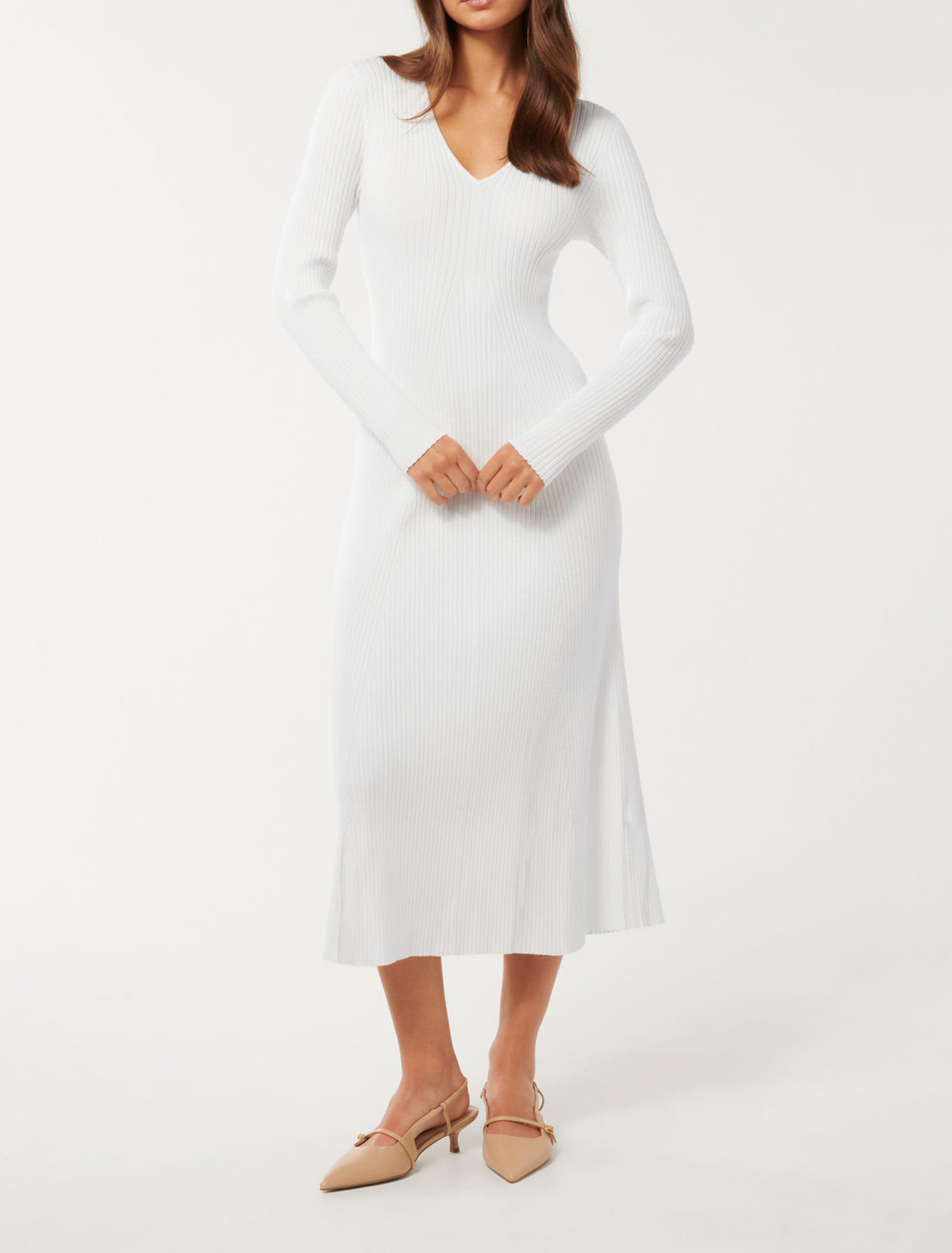 Rib Detail Midi Dress