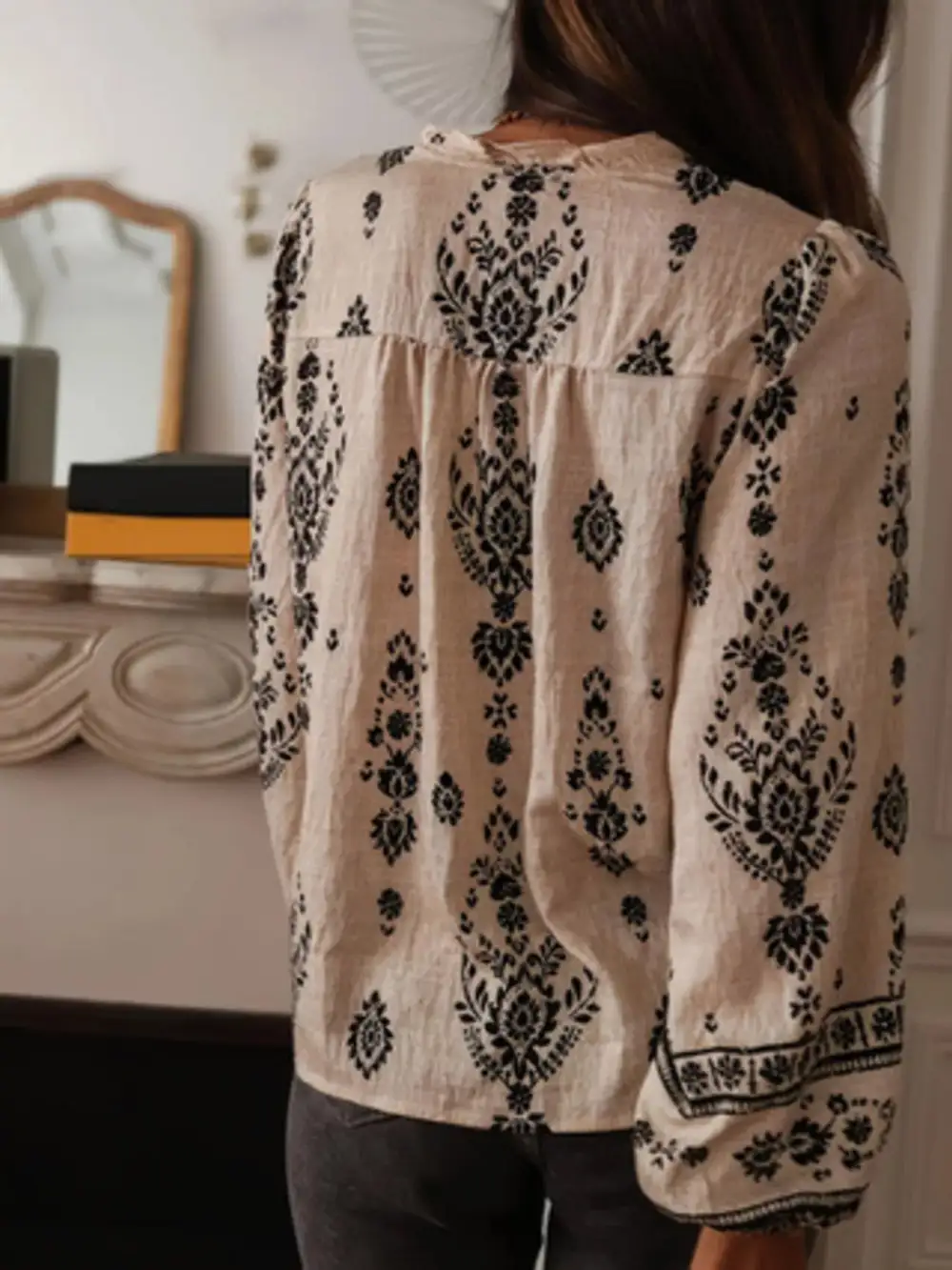 Printed Long Sleeve Blouse