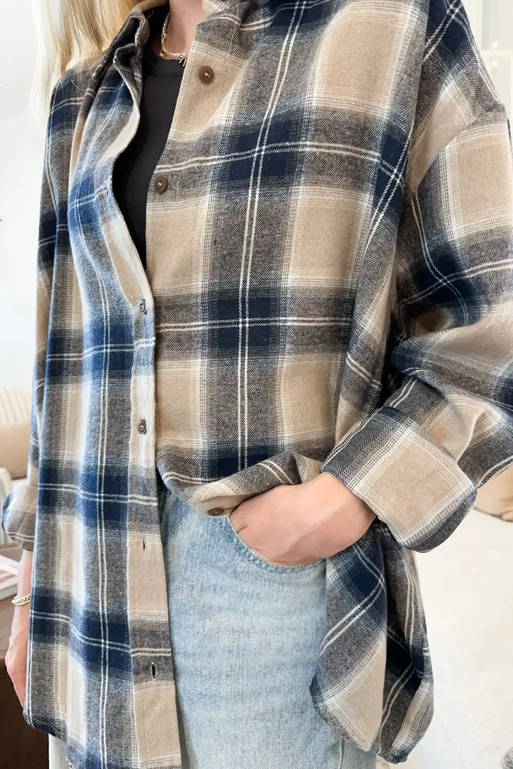 Plaid Button Front Button Down Shirt
