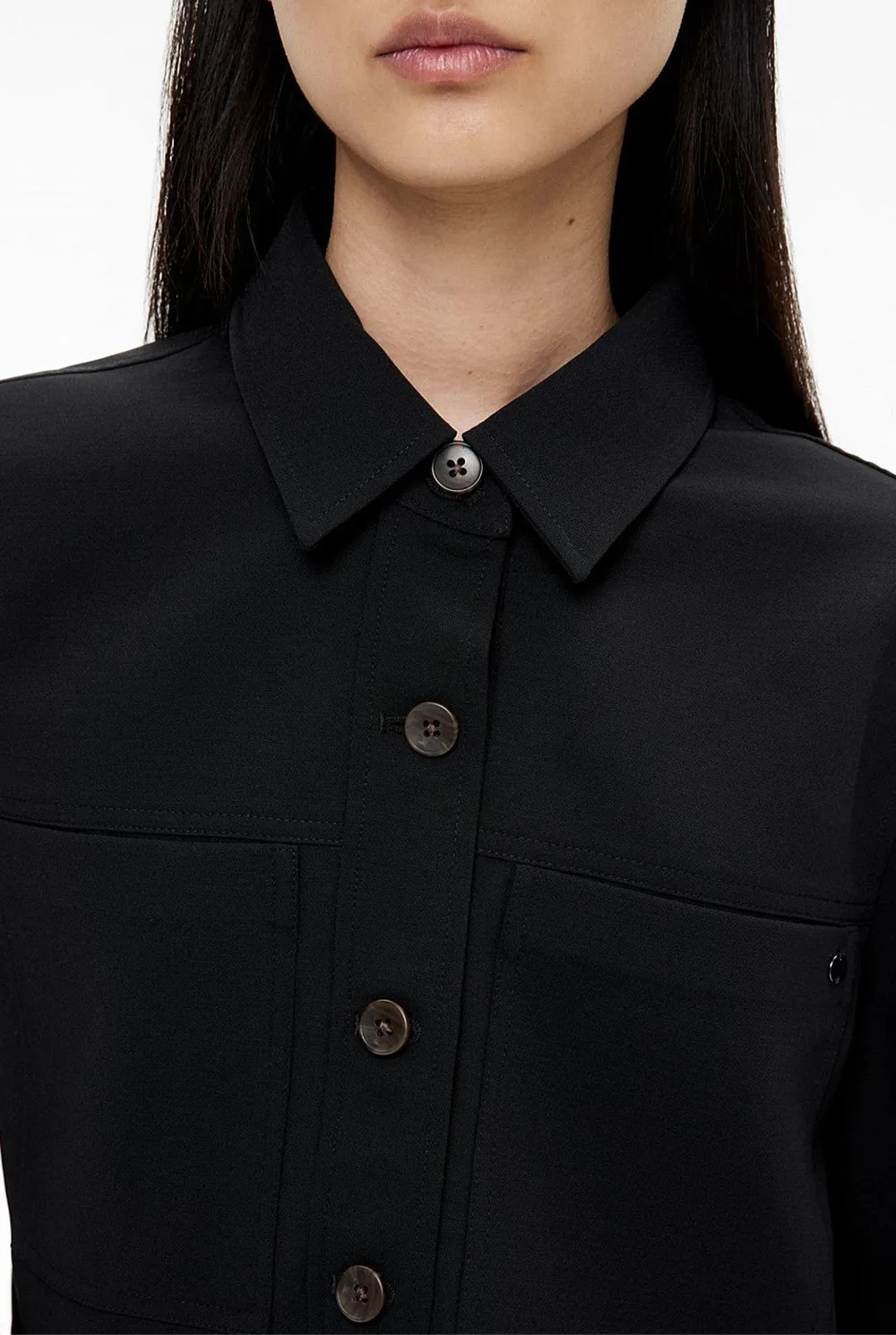 Simple And Fashionable Black Button-Down Shirt