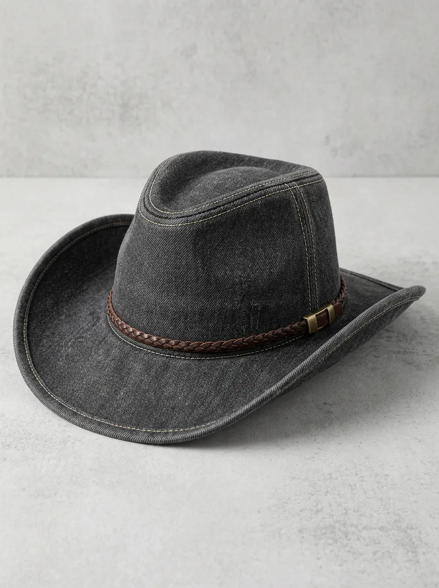 Heritage Inspired Leather Look Curved Brim Breathable Men's Cowboy Hat