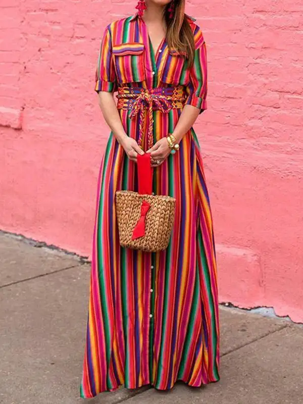 Sleeves Long Shirt Maxi Dress
