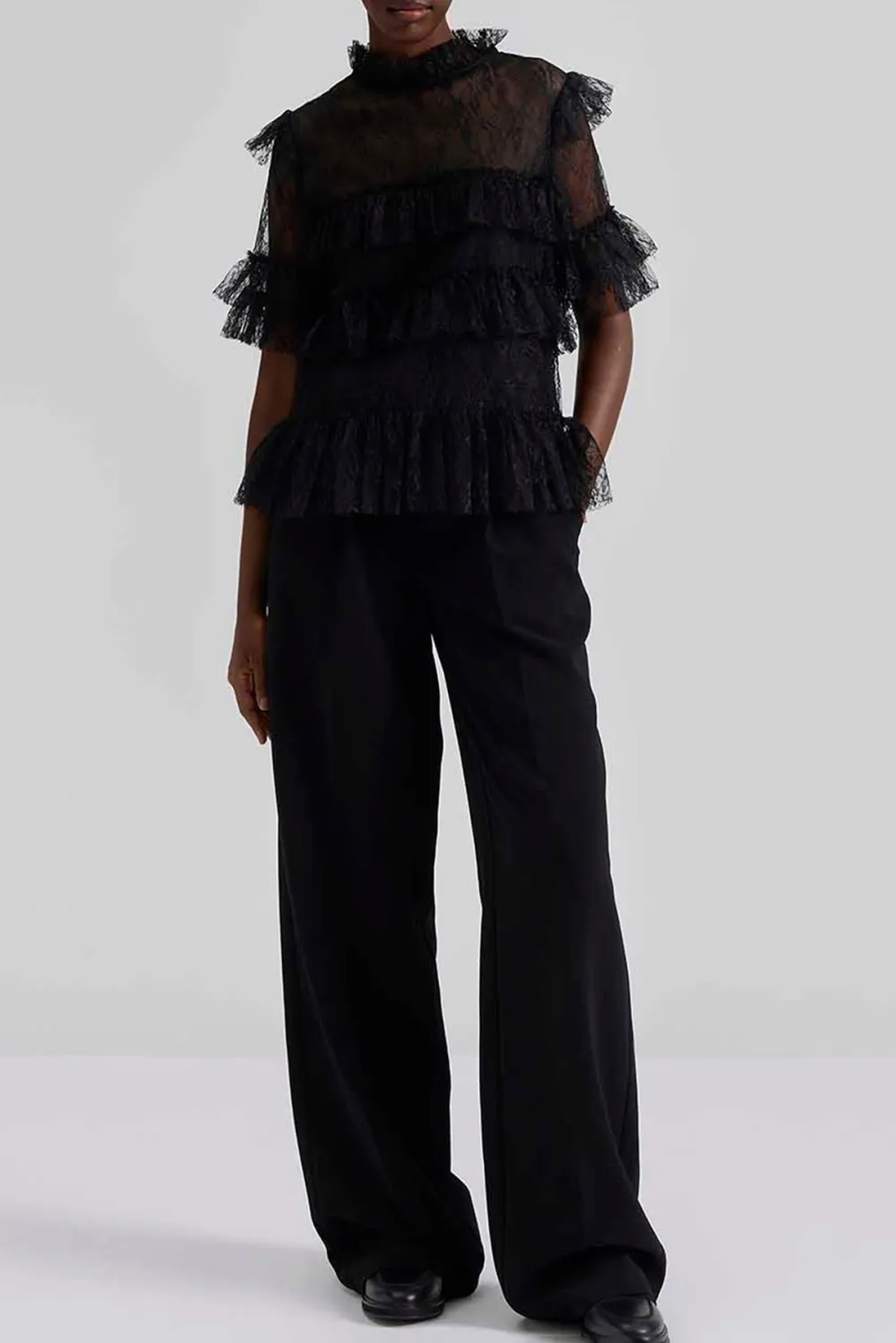 Tiered Lace Ruffled Blouse