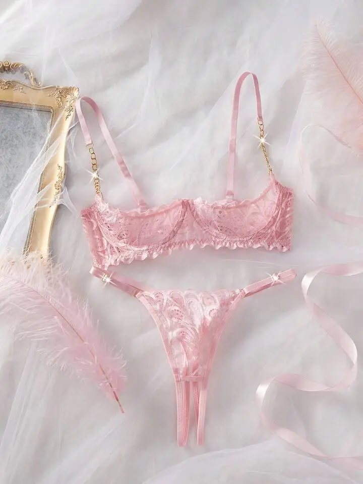 Refined Lace Sheer Bra And Panty Set