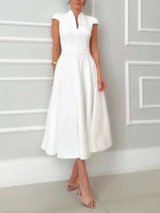Classic Tailored Flared Midi Dress