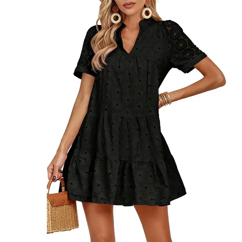 Floral Cotton Blend Eyelet Midi Dress