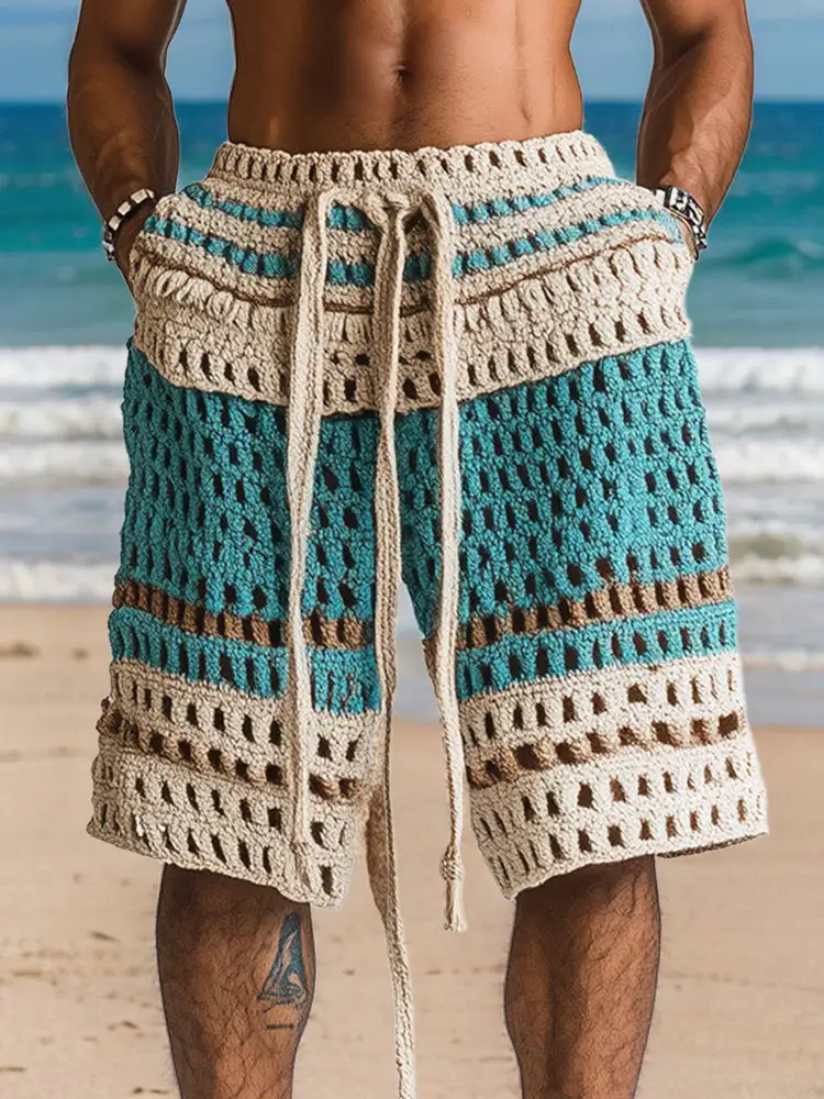 Men's Casual Knit Braided Shorts