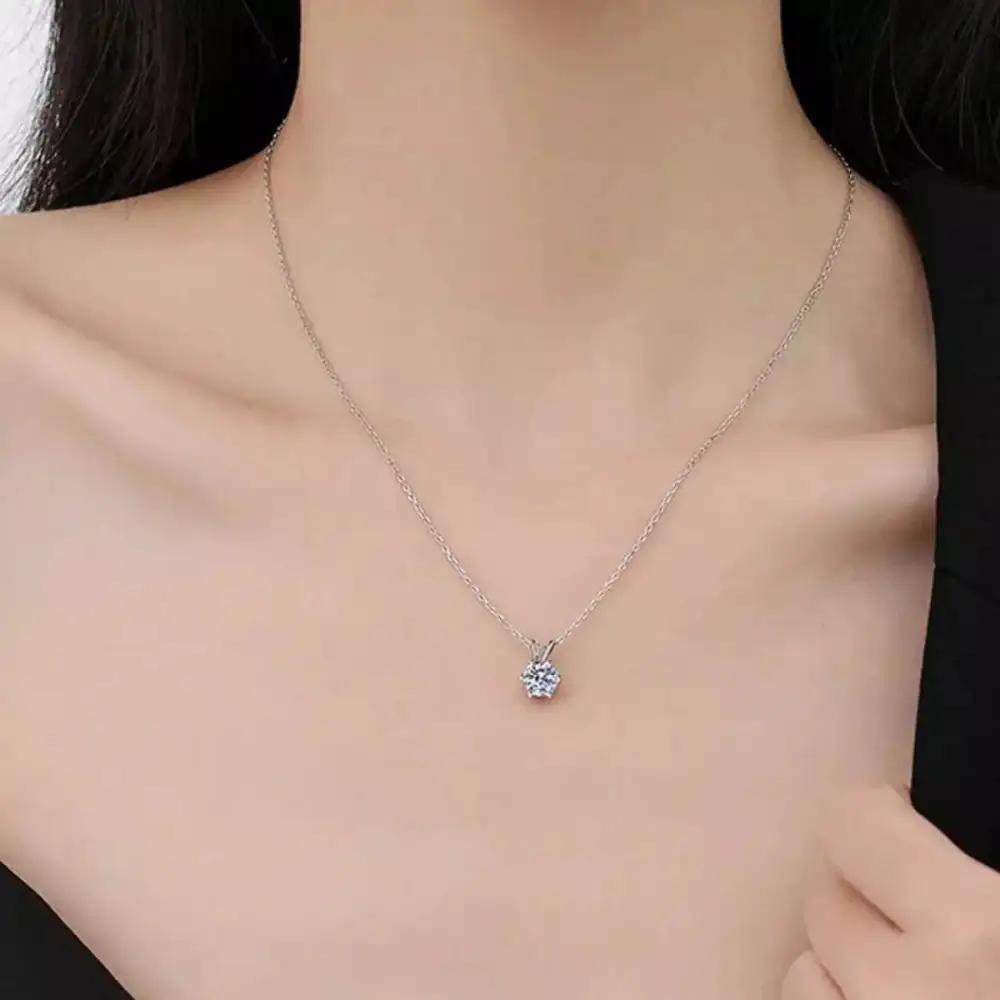 Elegant Sparkle Sterling Silver Pendant Necklace