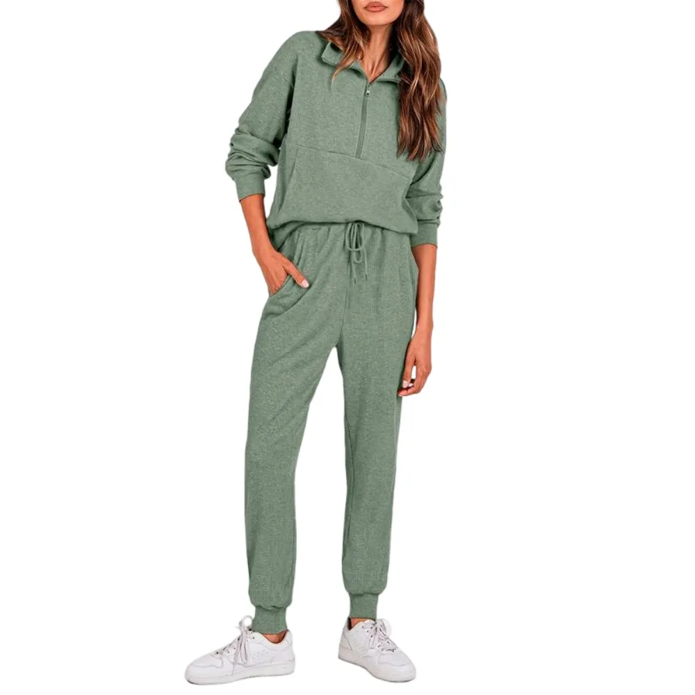 Women's Half Zip 2-Piece Sweatpants Set