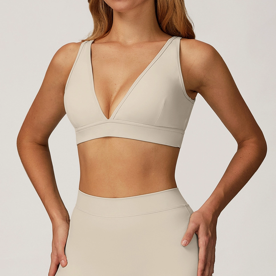 Deep V-Neck Sports Bra