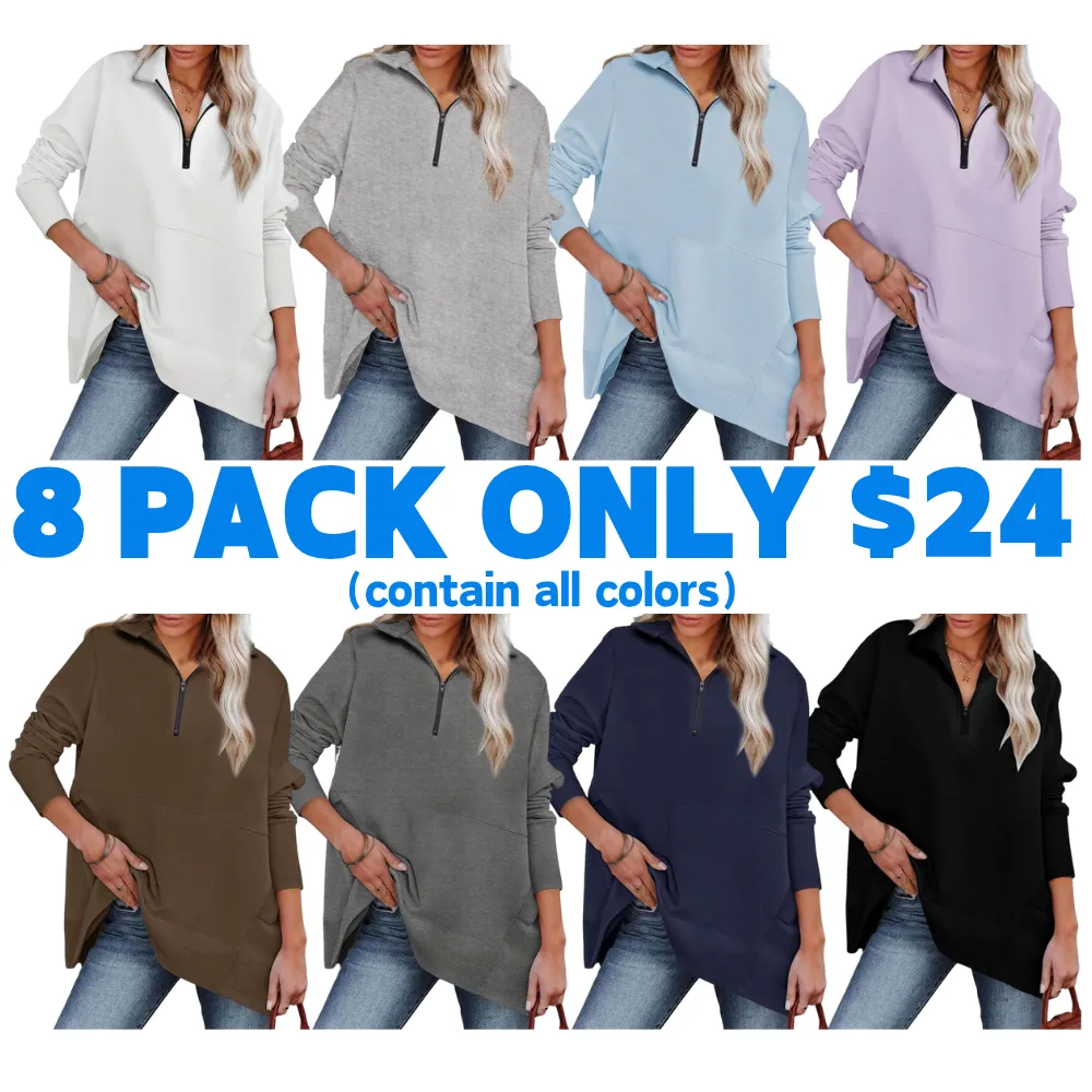 Women's Casual Oversized Half Zip Sweatshirts Long Sleeve