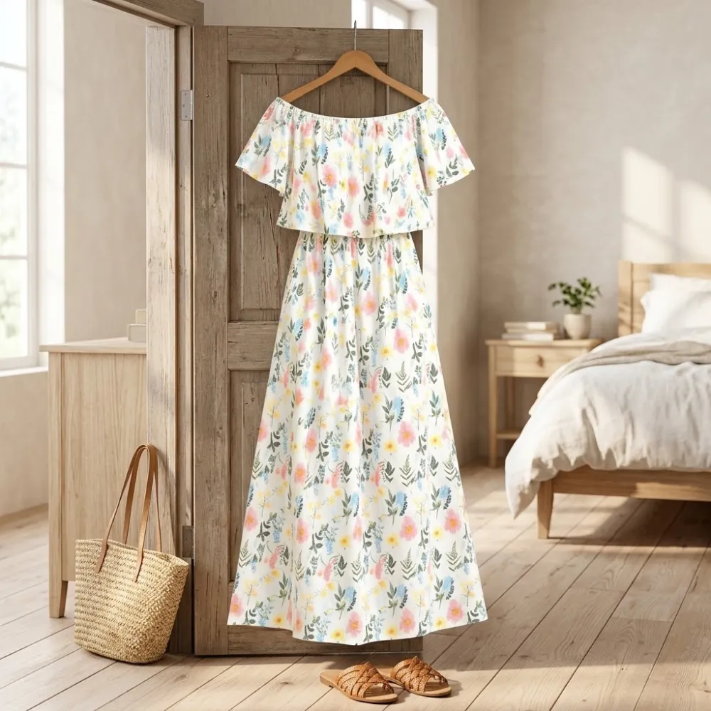 Pocket Floral Off Maxi Dress