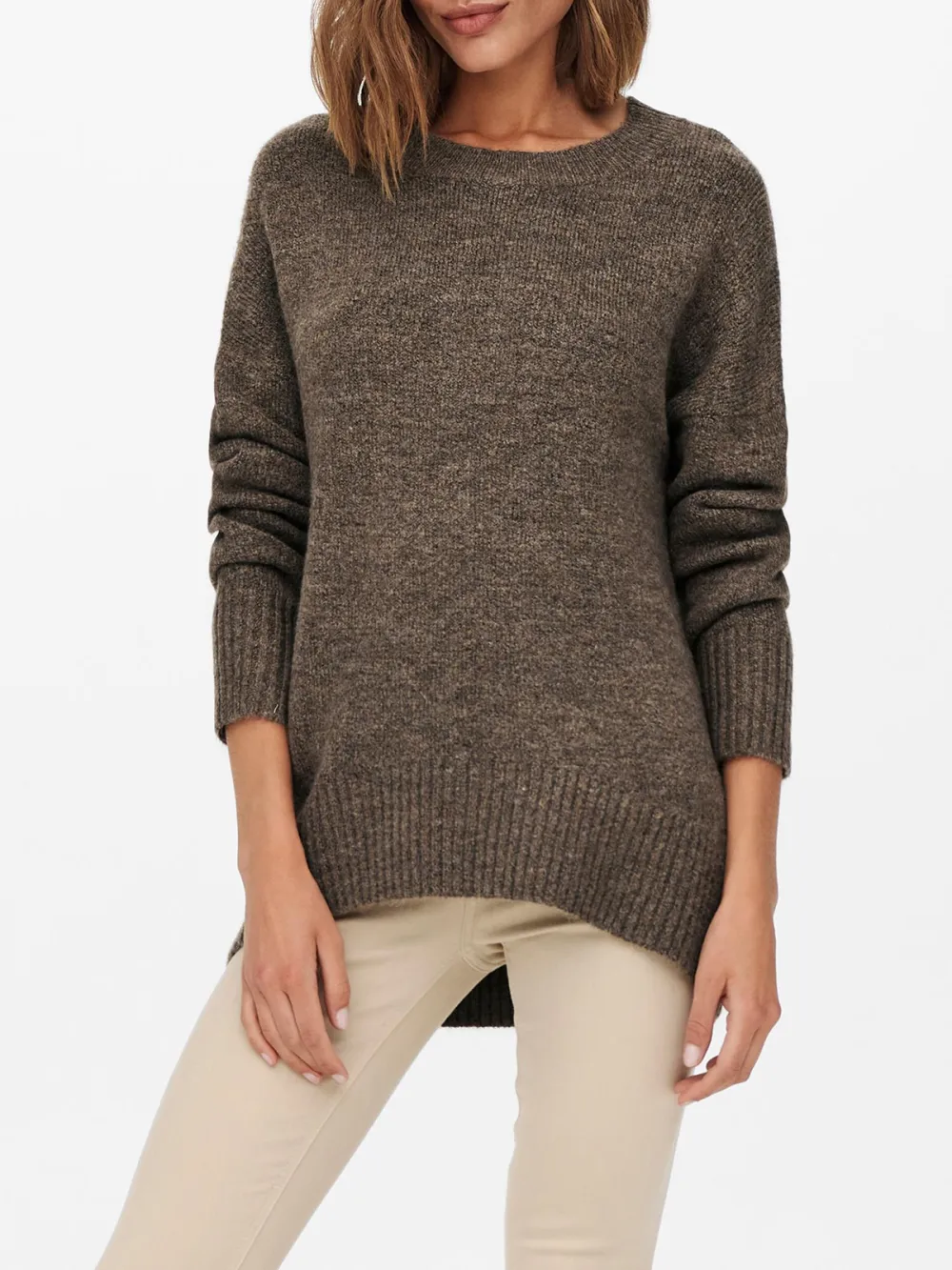 Crew Neck Plain Colored Cotton Sweaters