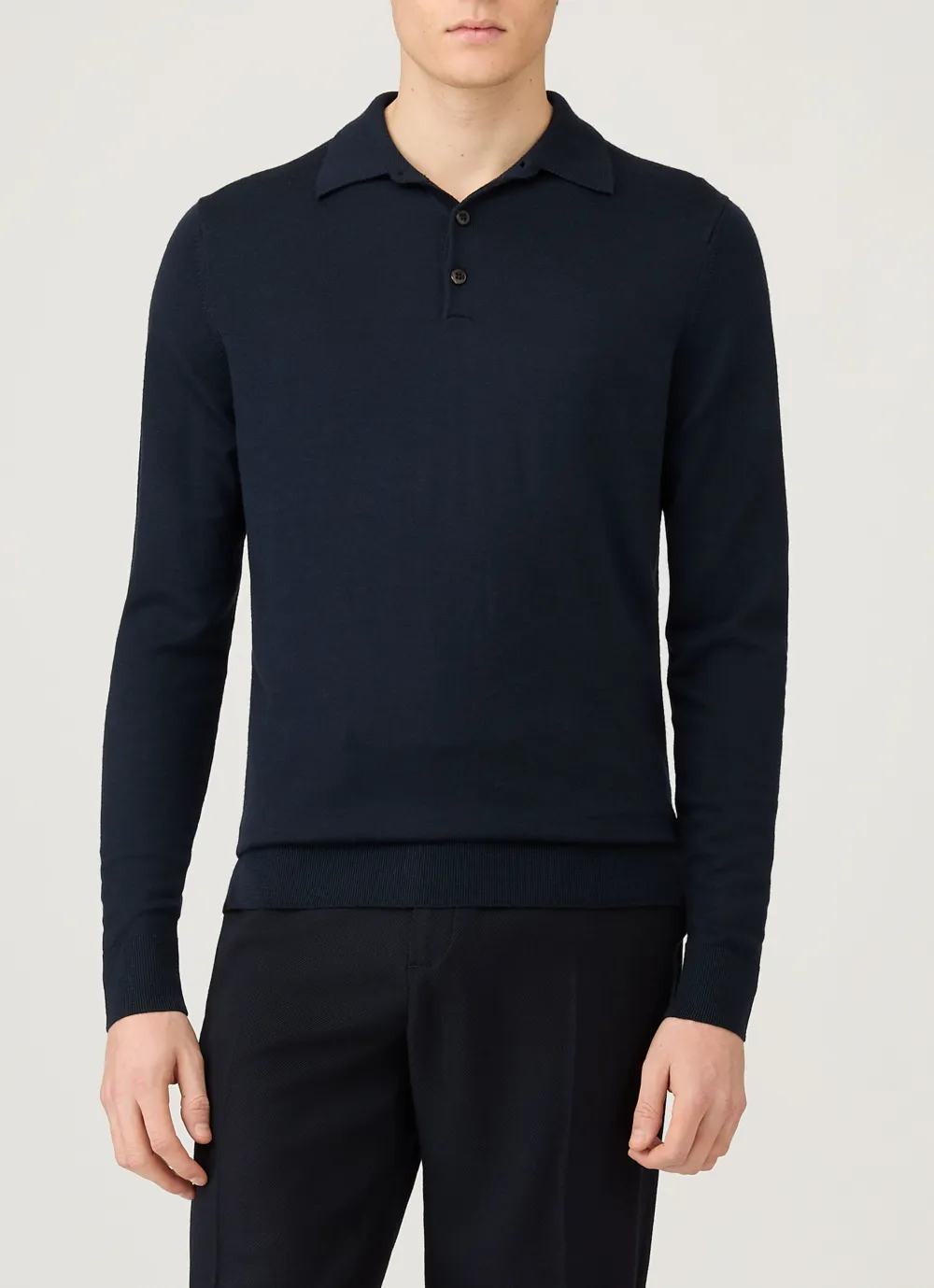 Merino Knit Long Sleeve Polo Shirt