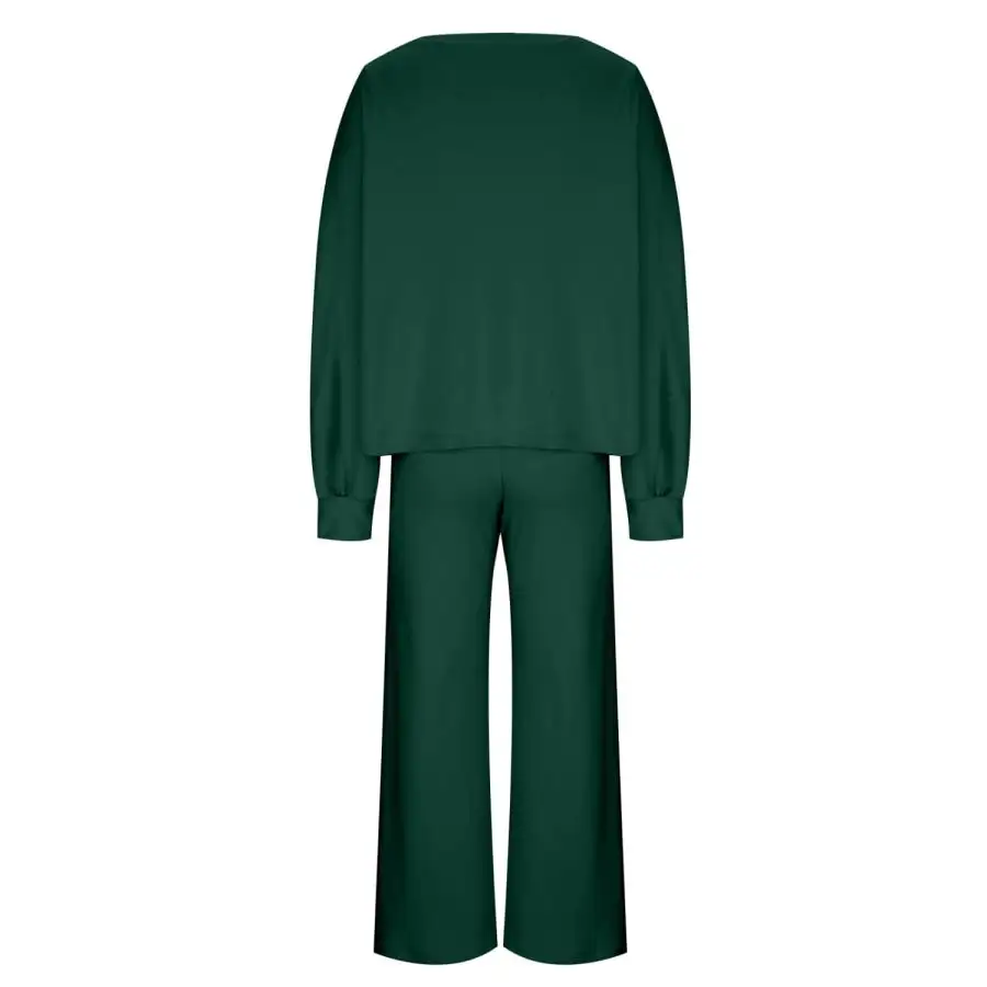 Casual Round Neck Long Sleeve Top and Pants Set