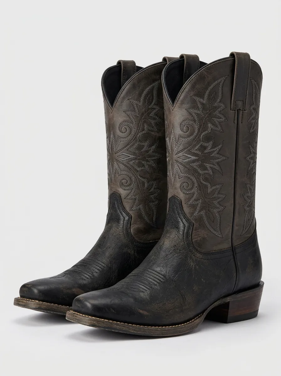 Men's Western Heritage Floral Embroidered Heritage Look Western Cowboy Boots