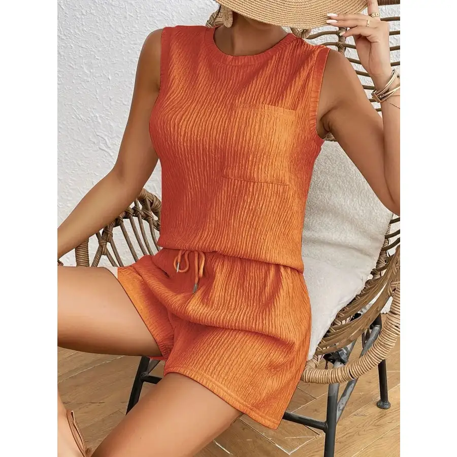 Round Neck Tank Top and Shorts Set