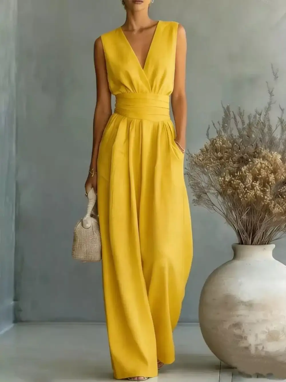 Casual Wide Leg Sleeveless Jumpsuit